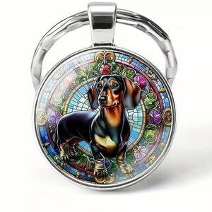 Stainlesss Steel DACHSHUND Dog Keyring Keychain Accessory